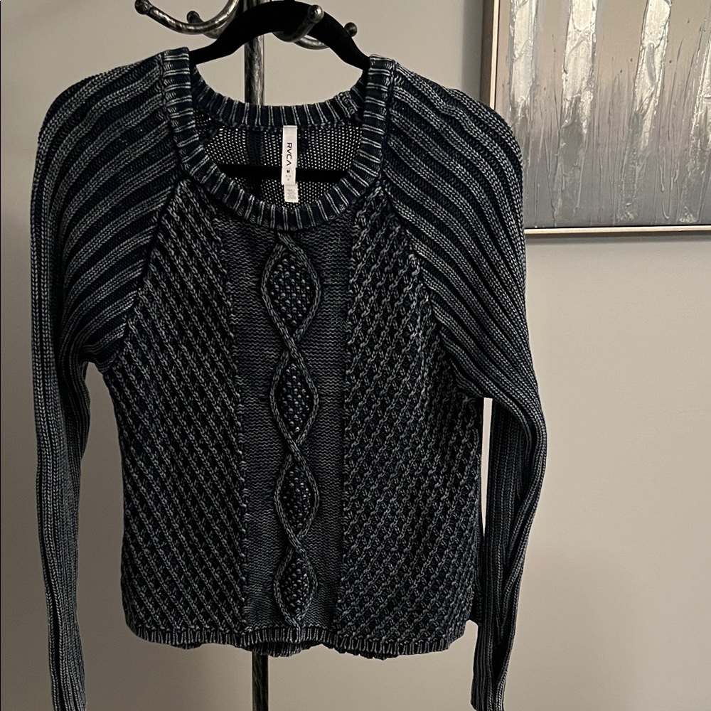 RVCA Navy Textured Knit Sweater